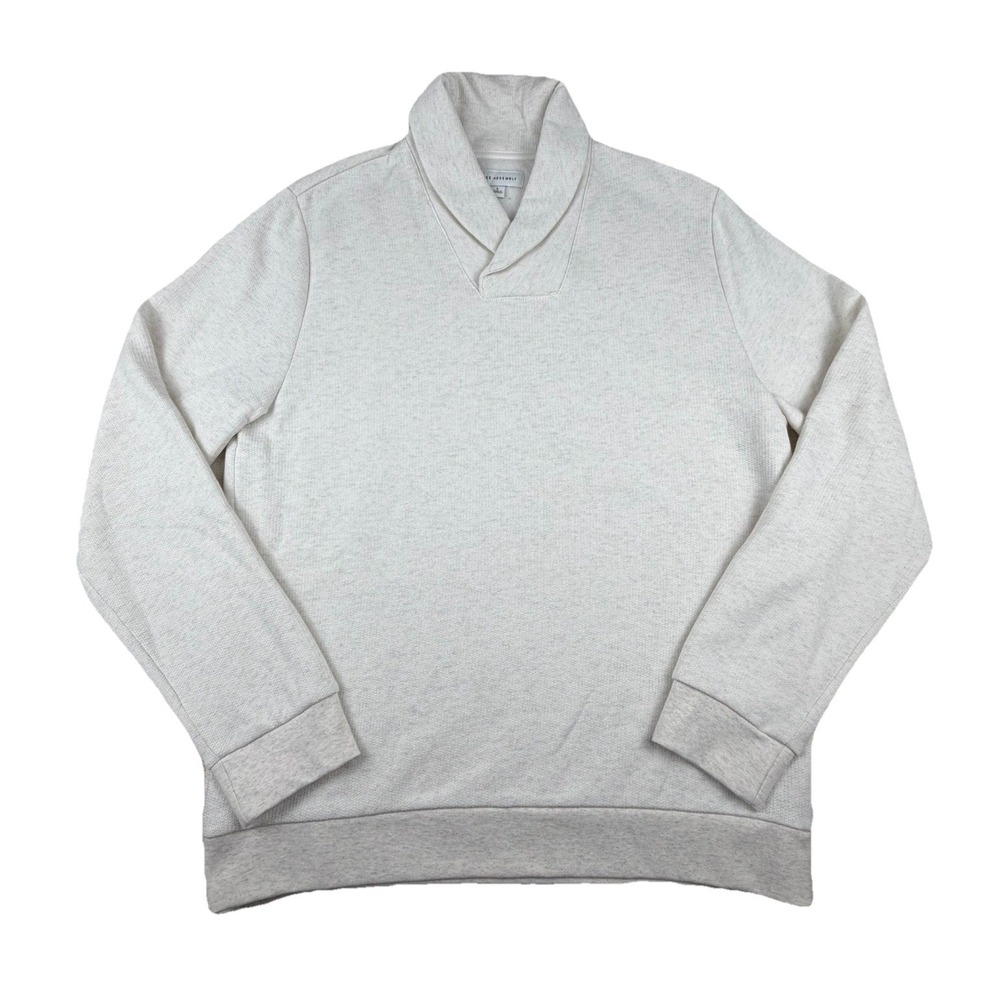 Free Assembly Mens Sweatshirt Beige Size L Pullover Shawl Collar Relaxed Fit